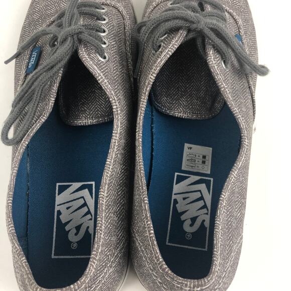 Vans Grey Herringbone Low Top Lace Up Sneaker Sz. Men’s 8 Women’s 9.5 - Picture 4 of 11